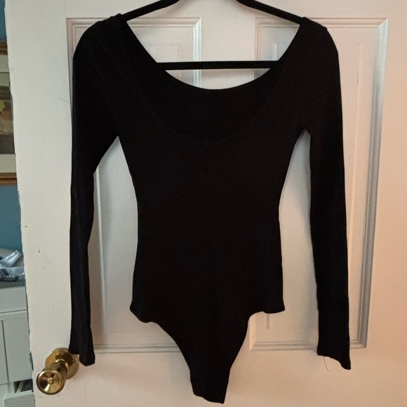 Reformation Ribbed Black Bodysuit - Picture 2 of 3